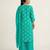 Teal blue printed satin kurta set