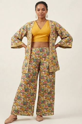 Multicolor printed crepe co ord set