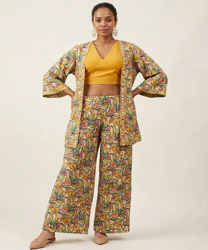 Multicolor printed crepe co ord set