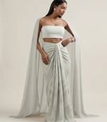 Ivory embroidered silk co ord set