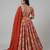 Red embroidered crepe anarkali set