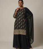 Black embroidered tissue sharara set