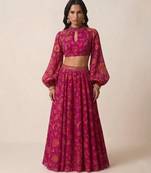 Hot pink printed satin co ord set
