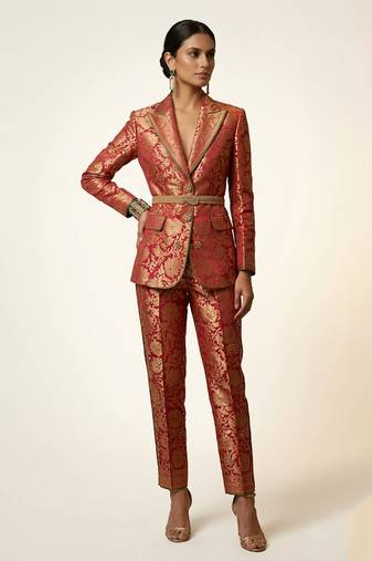 Pink woven brocade co ord set