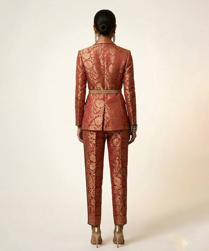 Pink woven brocade co ord set