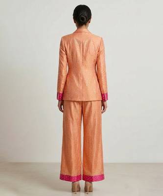 Peach woven silk co ord set 2