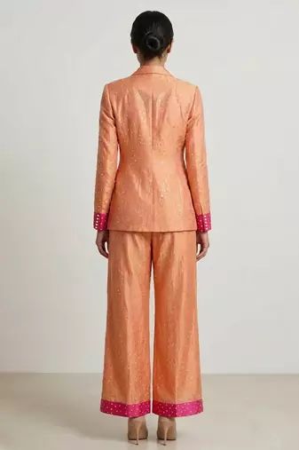 Peach woven silk co ord set