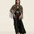 Black embroidered modal satin co ord set