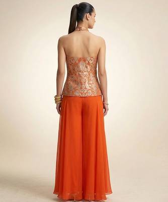 Orange embroidered brocade co ord set 2