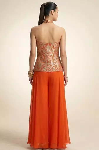 Orange embroidered brocade co ord set