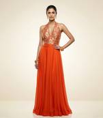 Orange embroidered brocade co ord set