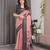 Printed floral handloom linen weaved with golden zari saree with stylish tassel finish     ready to wear