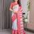 Linen weaved with golden zari handloom saree with digital floral print and tassels     festive wear