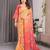 Ethnic handloom linen weaved with golden zari saree with colorful floral print and matching blouse