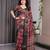Printed handloom linen weaved with golden zari saree for women with floral design and tassels