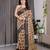 Everyday elegance handloom linen weaved with golden zari floral saree with blouse piece     5.5m