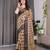 Everyday elegance handloom linen weaved with golden zari floral saree with blouse piece     5.5m