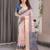 Women   s handloom linen weaved with golden zari saree     floral printed with attached blouse & tassels