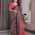 Linen weaved with golden zari handloom saree with digital floral print and tassels     festive wear