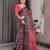 Linen weaved with golden zari handloom saree with digital floral print and tassels     festive wear