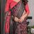 Linen weaved with golden zari handloom saree with digital floral print and tassels     festive wear