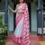 Linen handloom saree with digital floral print and tassels     festive wear