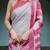 Linen handloom saree with digital floral print and tassels     festive wear