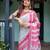 Linen handloom saree with digital floral print and tassels     festive wear