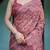 Graceful handloom linen saree with artistic floral print & tassels
