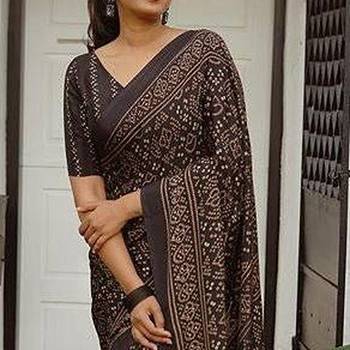 Soft handloom linen floral saree with tassels     includes 0.8m blouse 2
