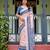 Designer floral print handloom linen saree with tassel pallu & blouse