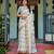 Linen cotton blend handloom saree with floral motif and tassel border