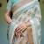 Linen cotton blend handloom saree with floral motif and tassel border