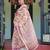 Printed handloom linen saree for women with floral design and tassels