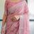 Floral printed linen saree in handloom weave with blouse piece     5.5m