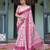 Linen handloom saree with digital floral print and tassels     festive wear