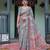 Pastel floral handloom linen saree with pallu tassels & blouse piece