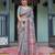 Pastel floral handloom linen saree with pallu tassels & blouse piece