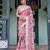 Ethnic handloom linen saree with colorful floral print and matching blouse