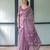 Soft handloom linen saree with multicolor floral print and tassel edges