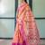 Festive ready handloom linen saree with floral artwork & matching blouse