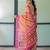 Festive ready handloom linen saree with floral artwork & matching blouse