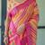 Festive ready handloom linen saree with floral artwork & matching blouse