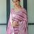 Elegant handloom linen saree with floral print & tassel edges     5.5m + 0.8m blouse