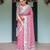 Soft handloom linen floral saree with tassels     includes 0.8m blouse