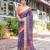 Ethnic handloom linen saree with colorful floral print and matching blouse