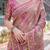 Graceful handloom cotton saree with artistic floral print & tassels