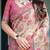 Festive ready handloom cotton saree with floral artwork & matching blouse