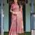 Graceful handloom cotton saree with artistic floral print & tassels