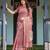Graceful handloom cotton saree with artistic floral print & tassels